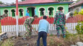 Satgas TMMD Ke-123 Bersihkan Mesjid Demi Ciptakan Kenyamanan Beribadah Warga Talusi