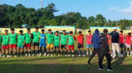 Seleksi Terakhir Tim Sepak Bola Kotabaru Jelang Porprov Tanah Laut Digelar di Stadion Bamega